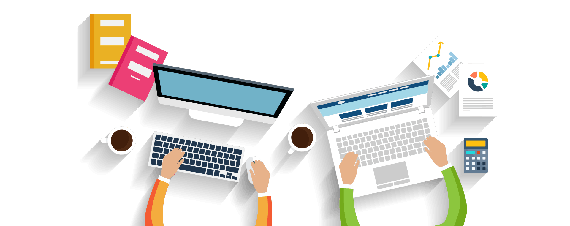 Strategia e comunicazione online che collegano siti web, social media, pubblicità e relazioni con i clienti.