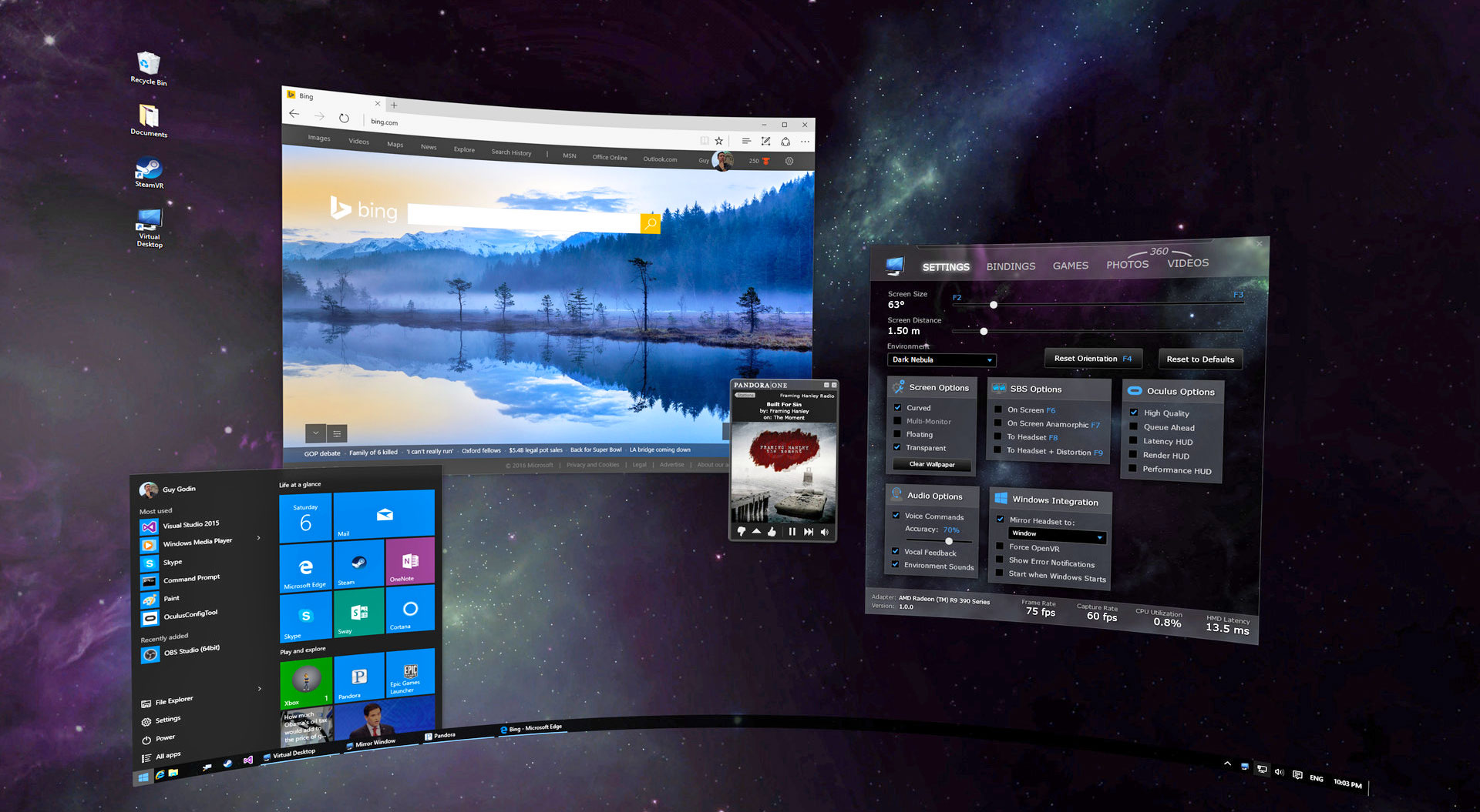 Interfaces et environnements de travail en réalité virtuelle.